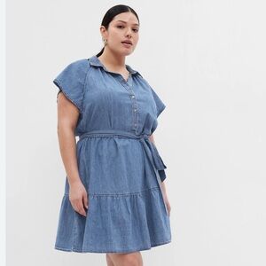 Gap organic cotton plus size denim jean dress belted NWT size XXL